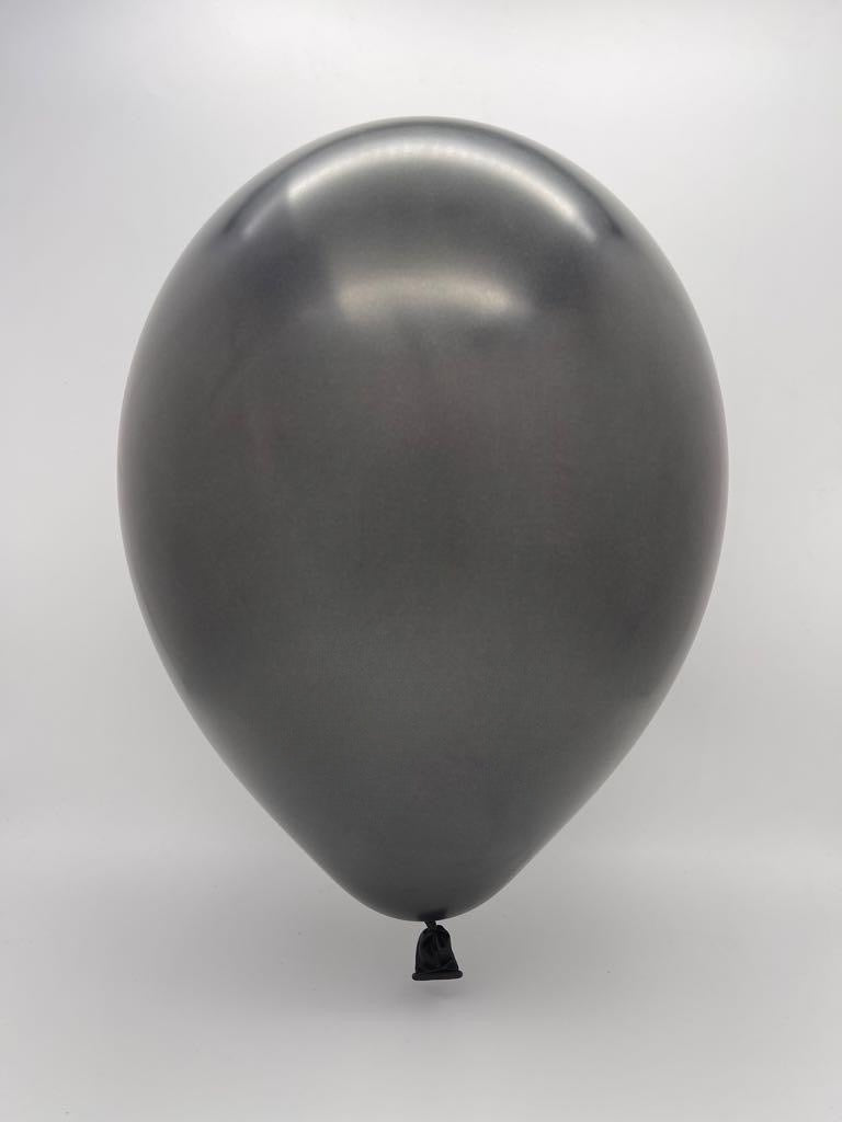 Inflated Balloon Image 6" Metallic Black Decomex Linking Latex Balloons (100 Per Bag)