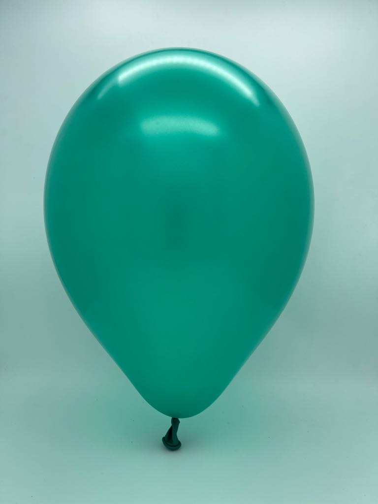Inflated Balloon Image 9" Metallic Green Decomex Latex Balloons (100 Per Bag)