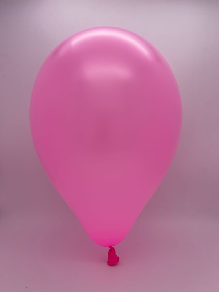 Inflated Balloon Image 12" Metallic Hot Pink Decomex Latex Balloons (100 Per Bag)