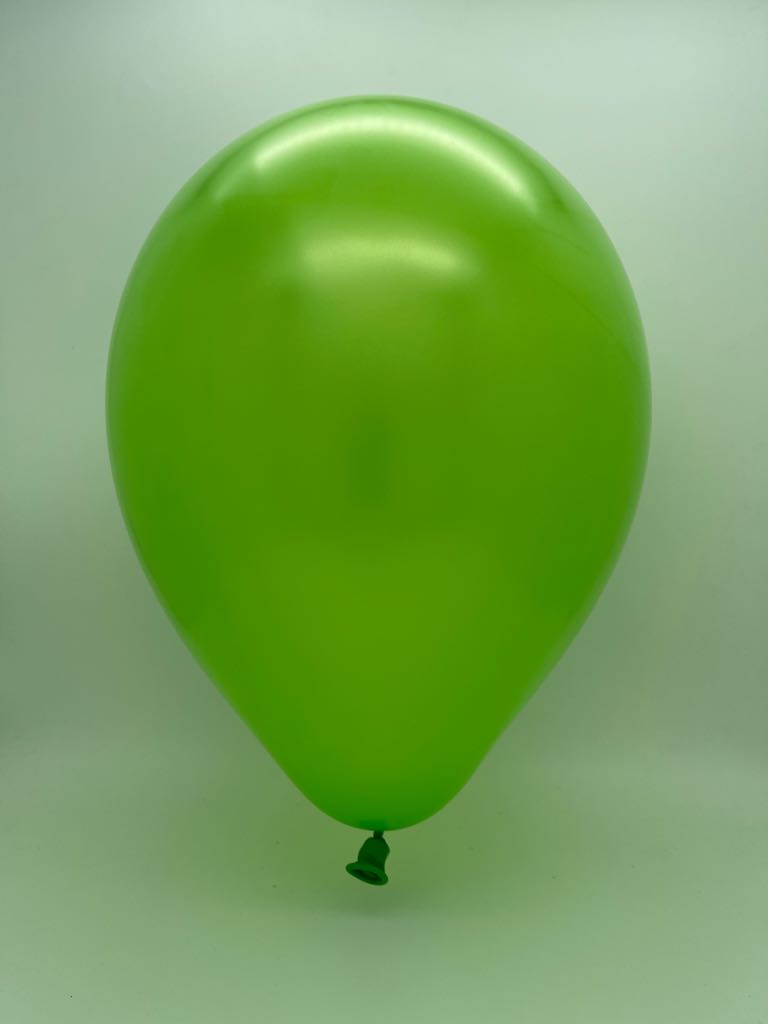 Inflated Balloon Image 9" Metallic Light Green Decomex Latex Balloons (100 Per Bag)
