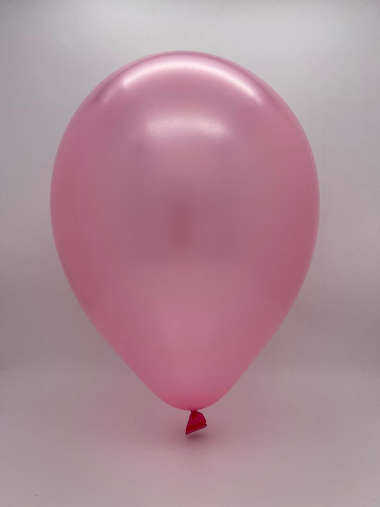 Inflated Balloon Image 9" Metallic Light Pink Decomex Latex Balloons (100 Per Bag)