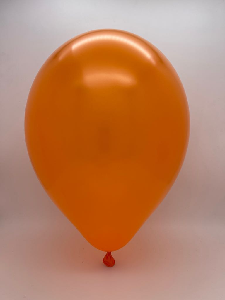 Inflated Balloon Image 12" Metallic Orange Decomex Latex Balloons (100 Per Bag)