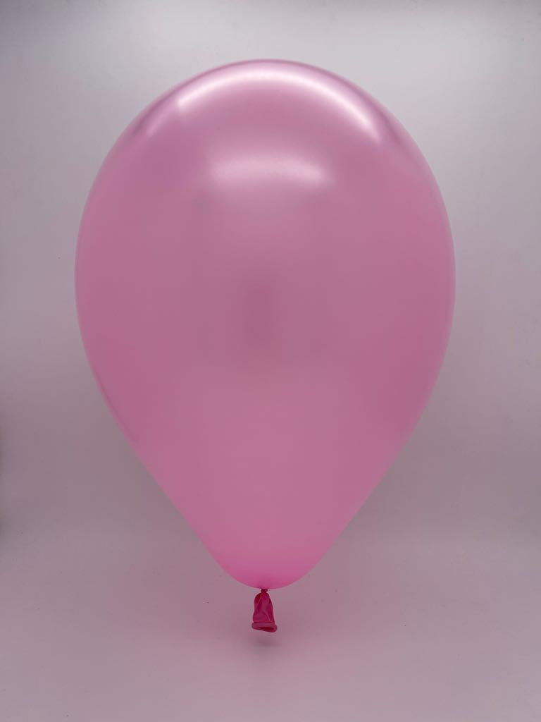 Inflated Balloon Image 9" Metallic Pink Decomex Latex Balloons (100 Per Bag)
