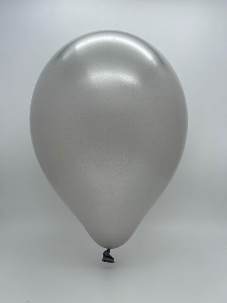 Inflated Balloon Image 12" Metallic Silver Decomex Latex Balloons (100 Per Bag)