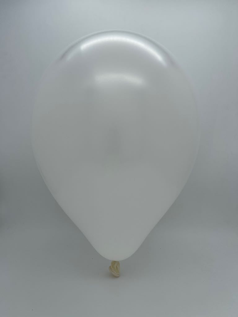 Inflated Balloon Image 12" Metallic White Decomex Latex Balloons (100 Per Bag)
