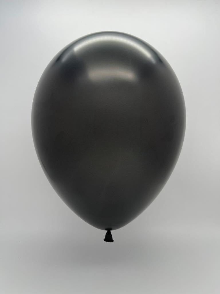 Inflated Balloon Image 11" Qualatex Latex Balloons Pearl ONYX BLACK (100 Per Bag)
