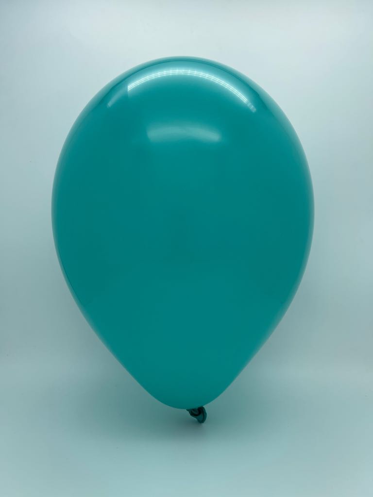 Inflated Balloon Image 5 Inch Tuftex Latex Balloons (50 Per Bag) Teal
