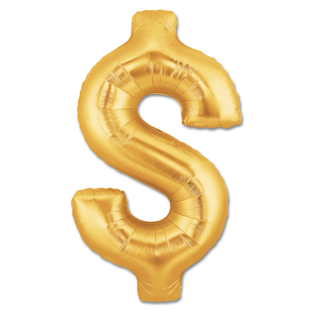 40" Megaloon Dollar Sign Gold $ Balloon