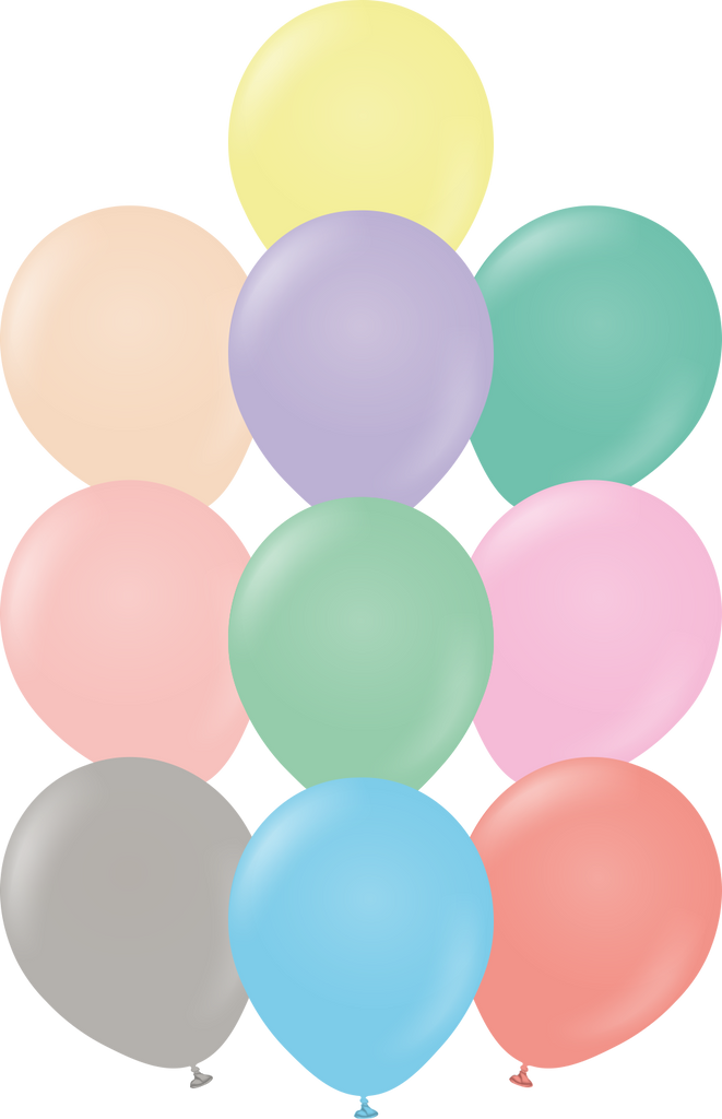 12" Kalisan Latex Balloons Standard Pastel Assortment (50 Per Bag)