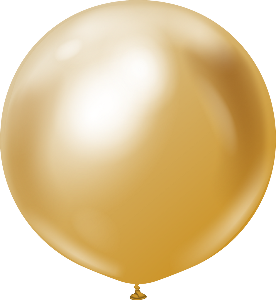 24" Kalisan Latex Balloons Mirror Gold (5 Per Bag)