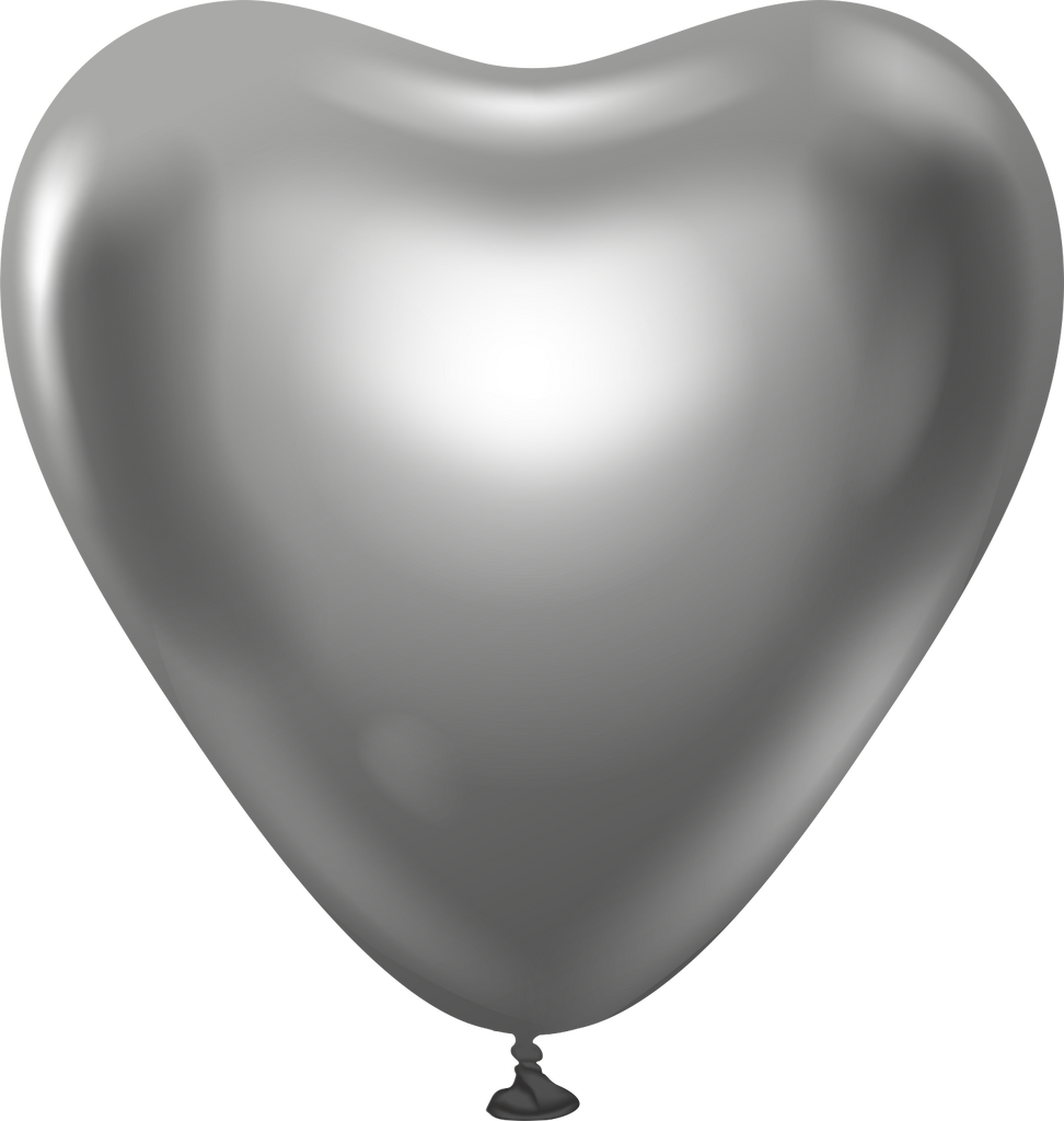 12" Kalisan Latex Heart Balloons Mirror Space Grey (50 Per Bag)