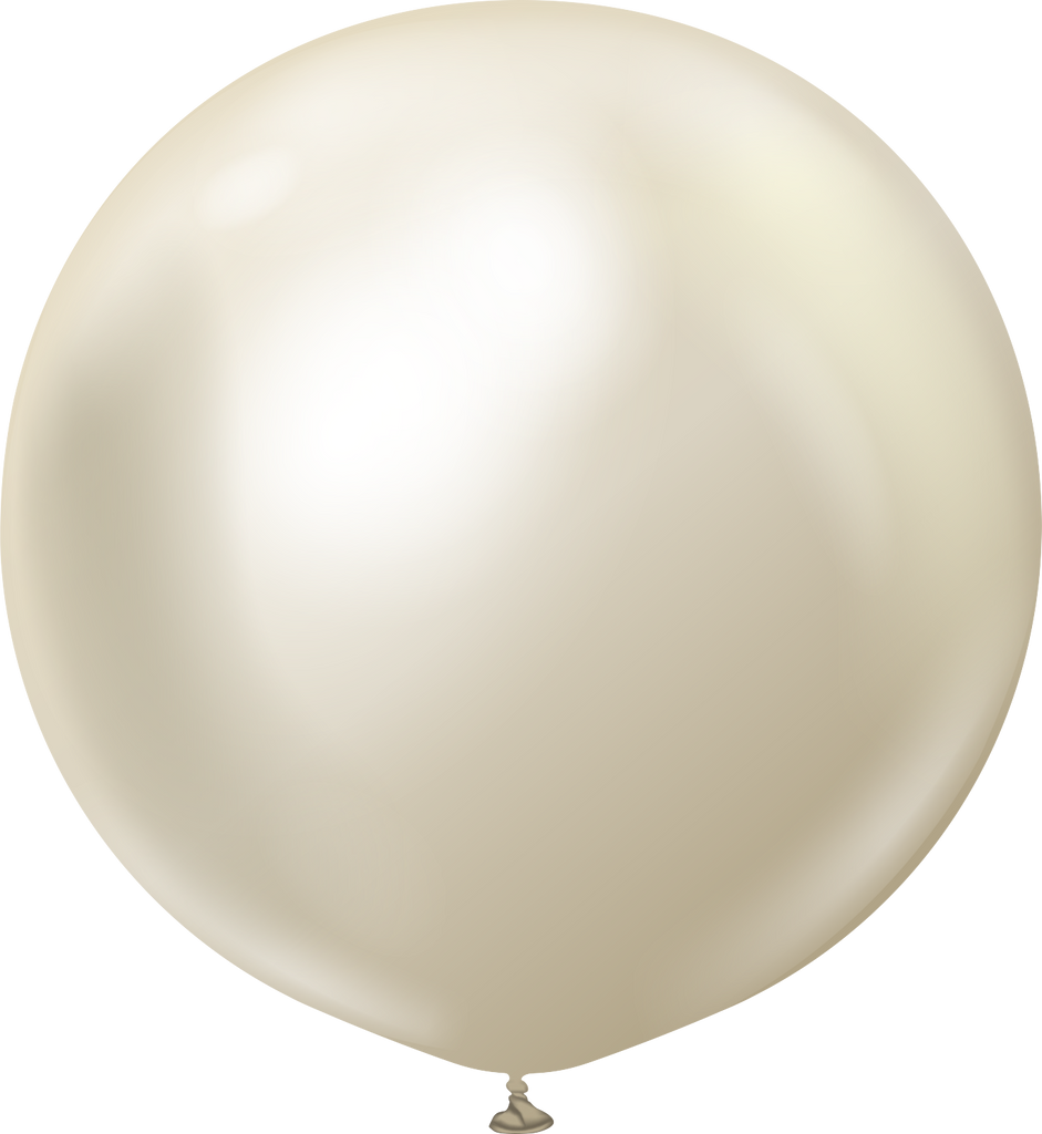 24" Kalisan Latex Balloons Mirror White Gold (5 Per Bag)
