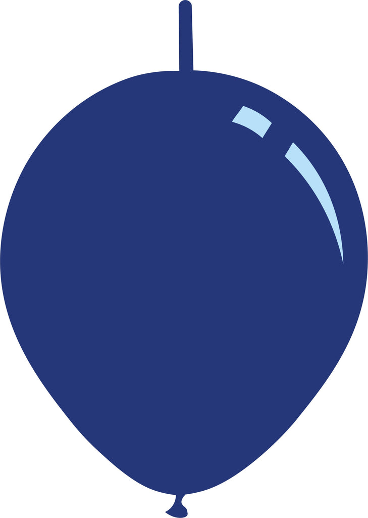 6" Metallic Naval Blue Decomex Linking Latex Balloons (100 Per Bag)
