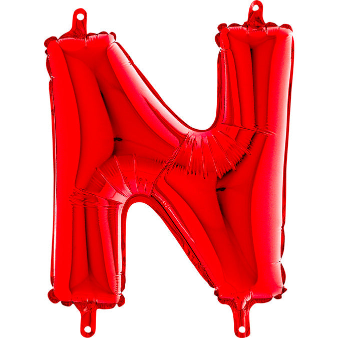 14" Airfill Only Foil Balloon Self Sealing Letter N Red