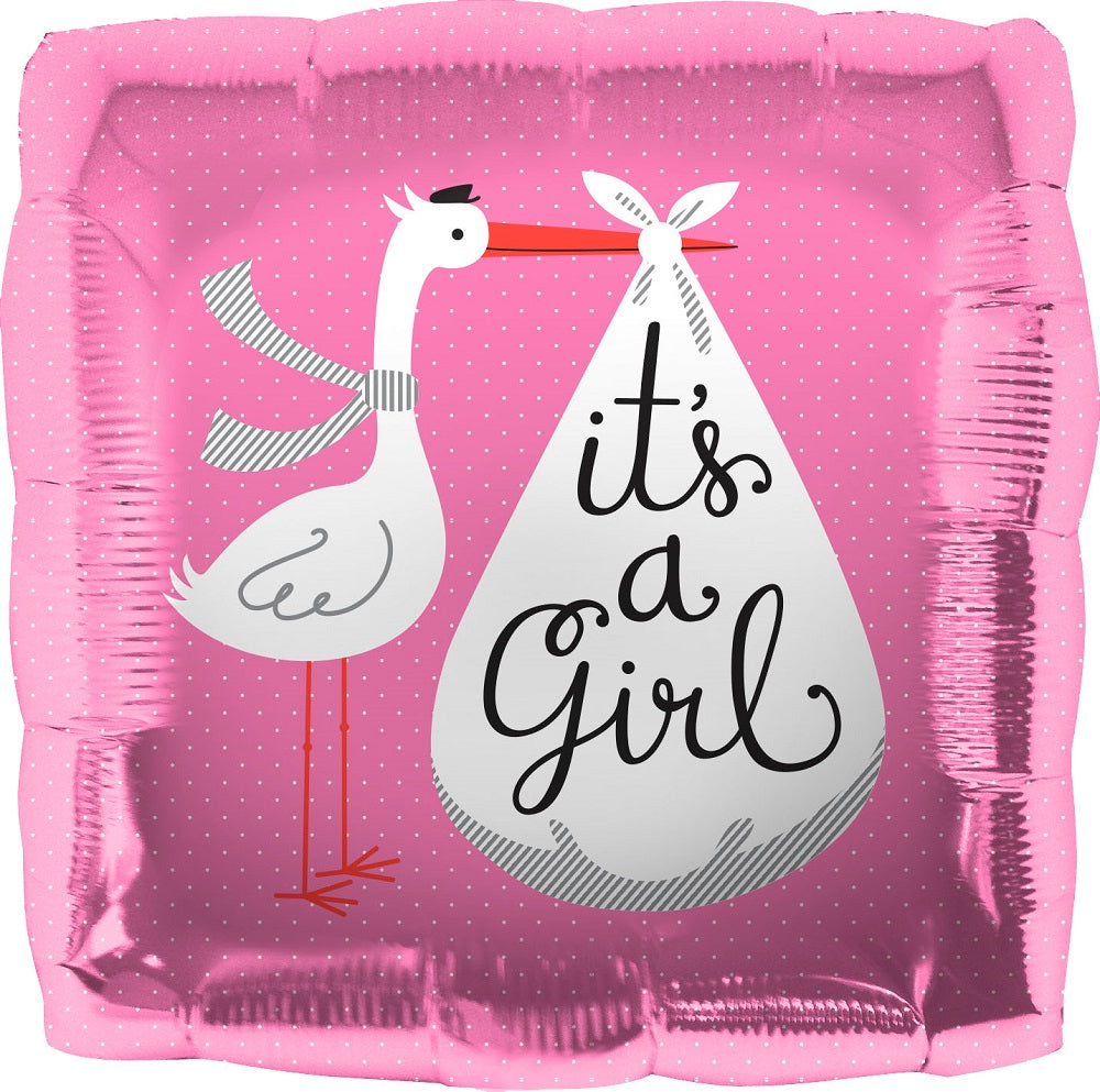 18" It's A Girl Stork Foil Balloon