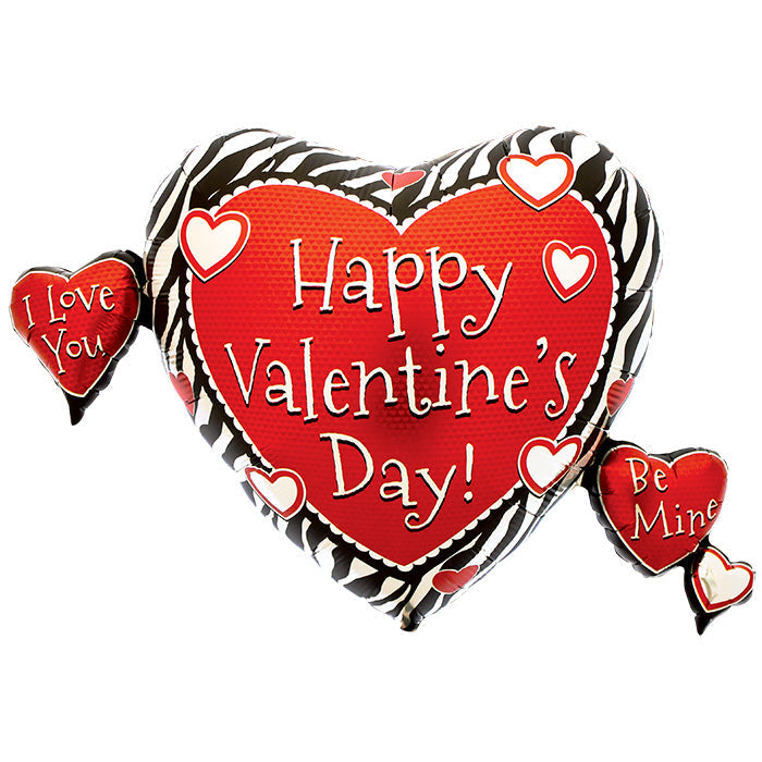 36" Happy Valentines Day Multi Hearts Foil Balloon