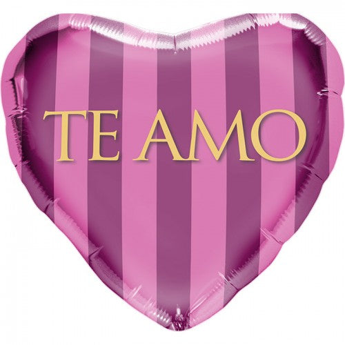 18" Te Amo Pink Stripes Balloon (Spanish)