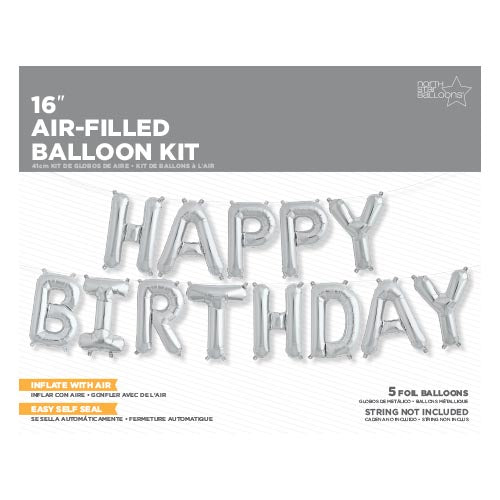 16" Airfill Only HAPPY BIRTHDAY Kit - Silver 16" Airfill Only Foil Balloon