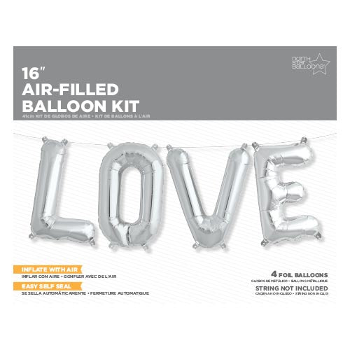 16" Airfill Only LOVE Kit - Silver 16" Airfill Only Foil Balloon
