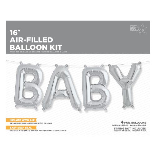 16" Airfill Only BABY Kit - Silver 16" Airfill Only Foil Balloon
