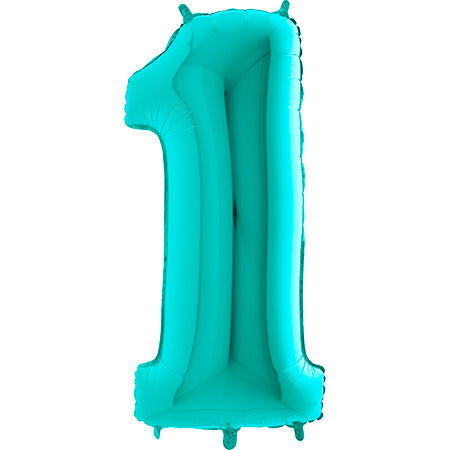 40" Foil Shape Megaloon Balloon Number 1 Tiffany Blue