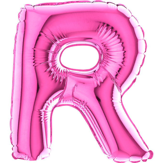7" Airfill Only (requires heat sealing) Letter R Fuschia Foil Balloon