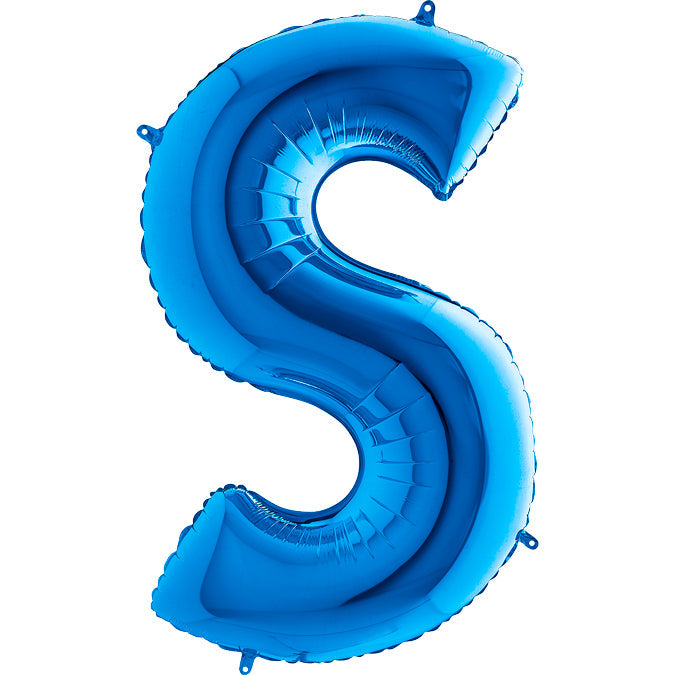 40" Foil Shape Megaloon Balloon Letter S Blue