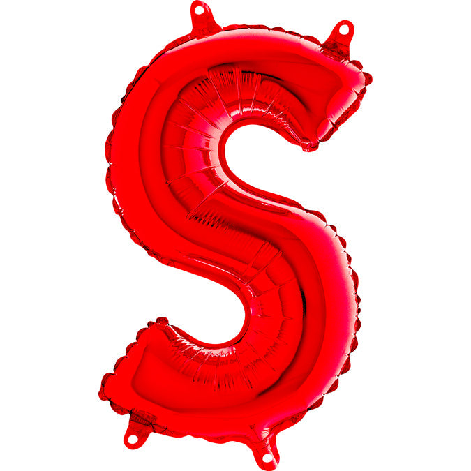 14" Airfill Only Foil Balloon Self Sealing Letter S Red