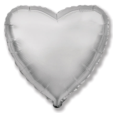 9" Airfill Only Silver Heart Foil Balloon