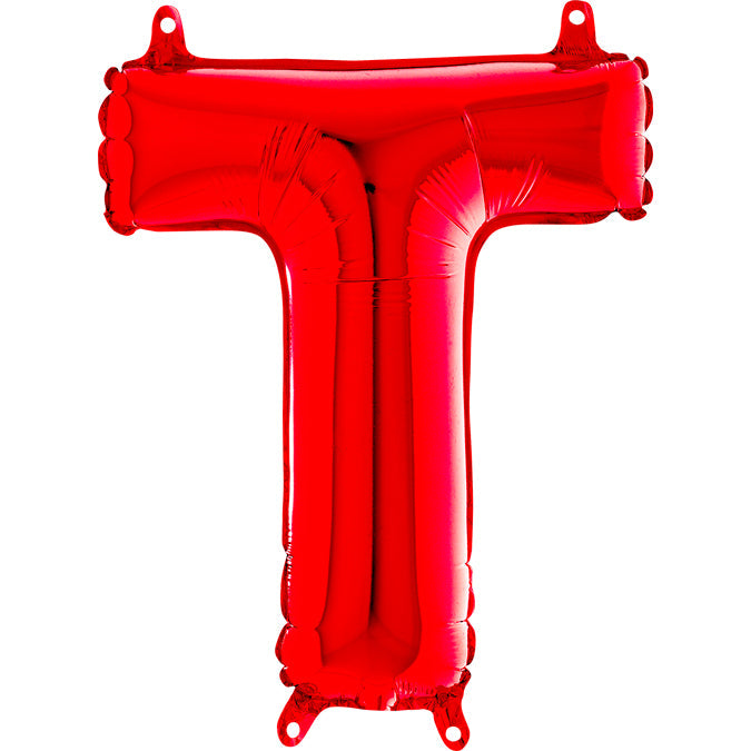 14" Airfill Only Foil Balloon Self Sealing Letter T Red