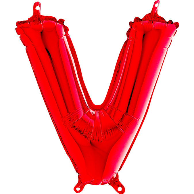 14" Airfill Only Foil Balloon Self Sealing Letter V Red