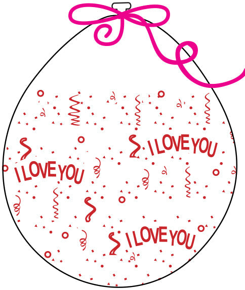 18" Stuffing Balloons (25 Per Bag) Decomex Clear I LOVE YOU with RED INK