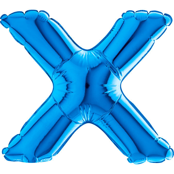 7" Airfill Only (requires heat sealing) Letter X Blue Foil Balloon