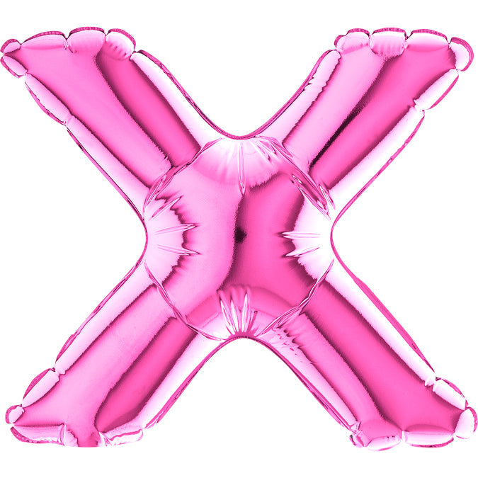 7" Airfill Only (requires heat sealing) Letter X Fuschia Foil Balloon