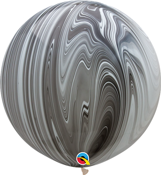 30" Black and White SuperAgate Balloons