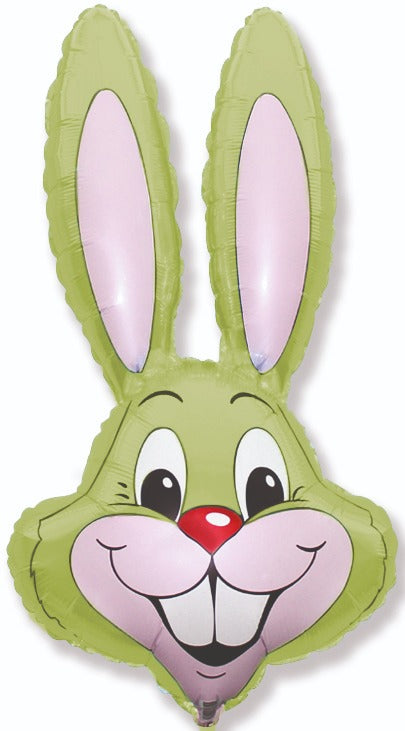 35" Bunny Rabbit Head Pastel Lime Green Foil Balloon
