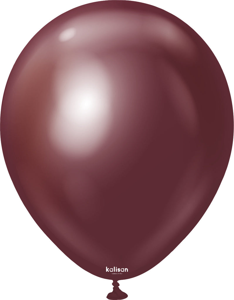 18" Kalisan Latex Balloons Mirror Burgundy (25 Per Bag)