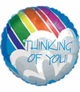 4" Airfill Only Thinking of You Rainbow Cloud Balloon
