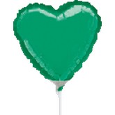 9" Airfill Only Heart Green Heart Balloon