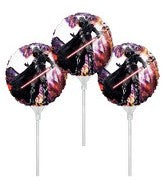 9" EZ Fill Airfill Only Balloon Star Wars with sticks (3 Pack)