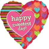 18" Sweetest Day Stripes & Hearts Balloon