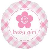 32" Baby Girl Plaid Flower Jumbo Balloon