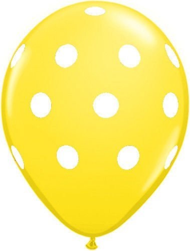 11" Polka Dots Latex Balloons (25 Count) Yellow White Dots
